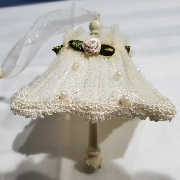 Southern Belle Hanging Ornament/Parasol Hanging Ornament with Lace & Pearls - Picture 8 of 11